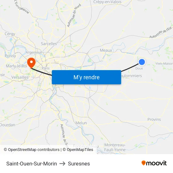 Saint-Ouen-Sur-Morin to Suresnes map