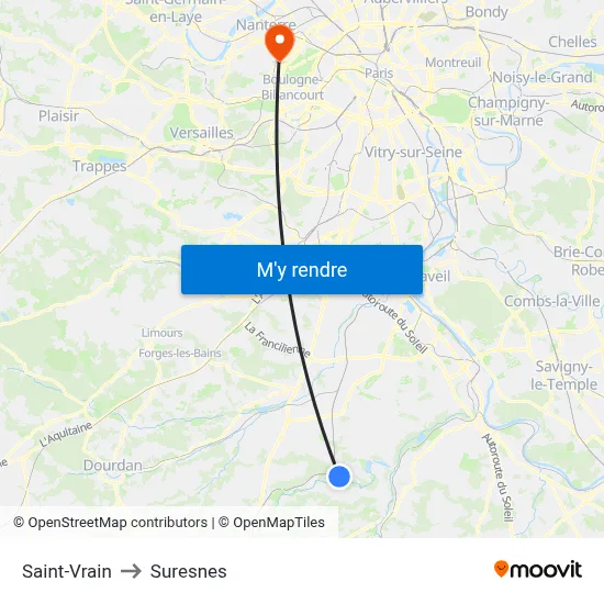 Saint-Vrain to Suresnes map