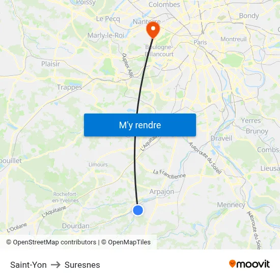 Saint-Yon to Suresnes map