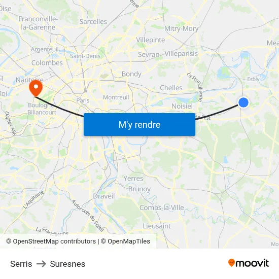 Serris to Suresnes map
