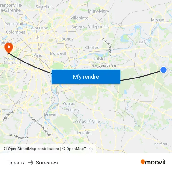 Tigeaux to Suresnes map