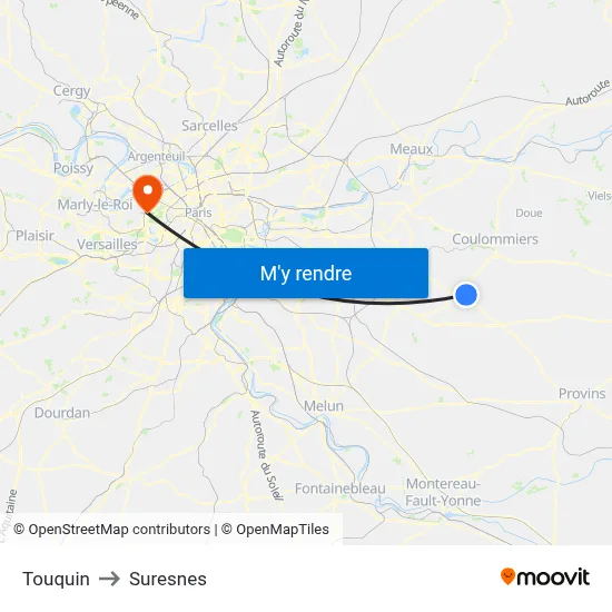 Touquin to Suresnes map