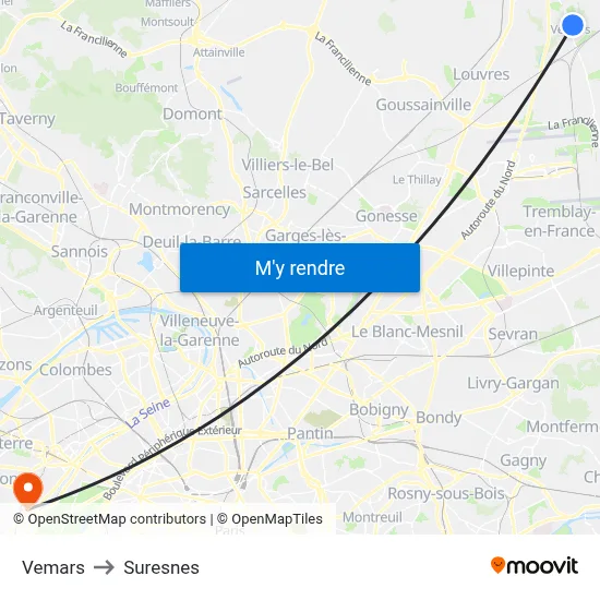 Vemars to Suresnes map