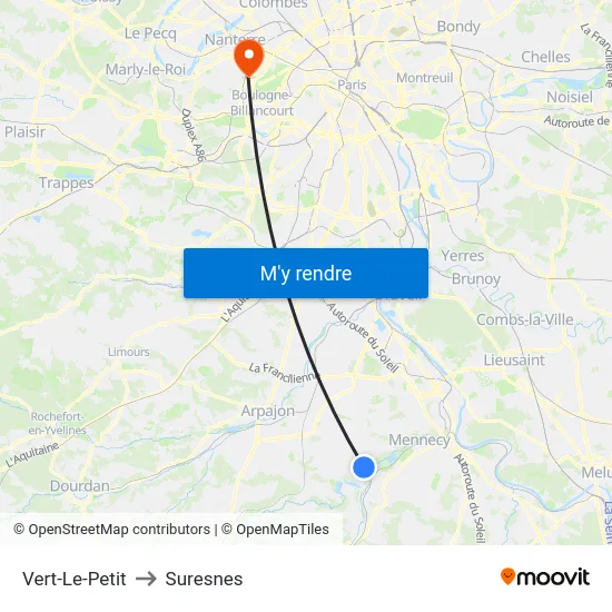 Vert-Le-Petit to Suresnes map