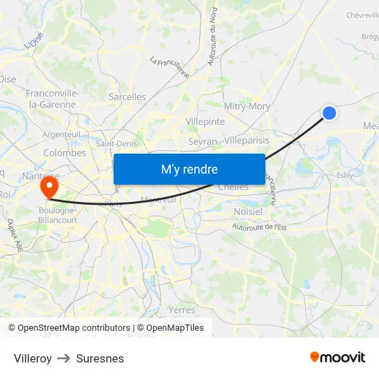 Villeroy to Suresnes map