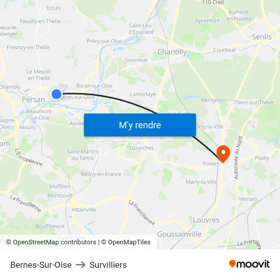Bernes-Sur-Oise to Survilliers map