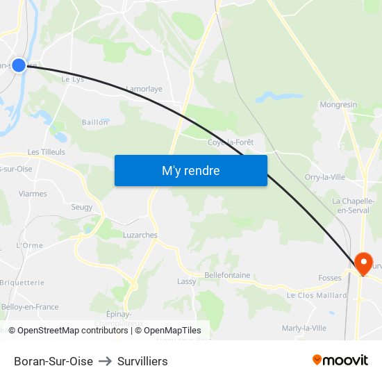 Boran-Sur-Oise to Survilliers map