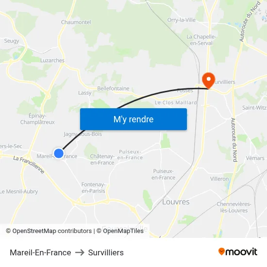 Mareil-En-France to Survilliers map