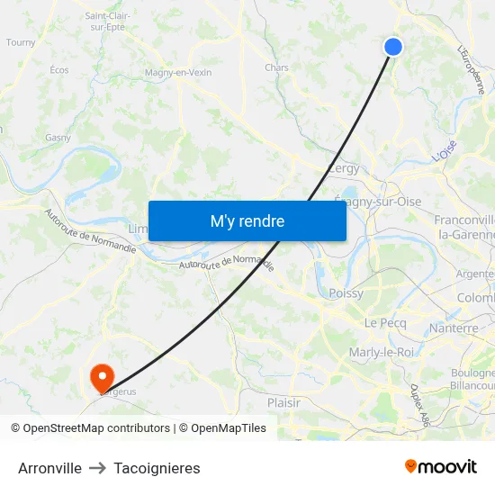 Arronville to Tacoignieres map