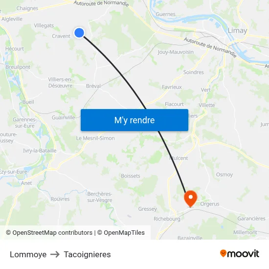 Lommoye to Tacoignieres map