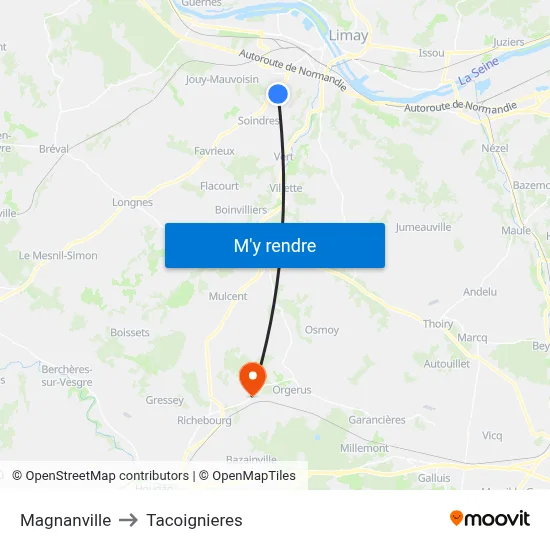 Magnanville to Tacoignieres map