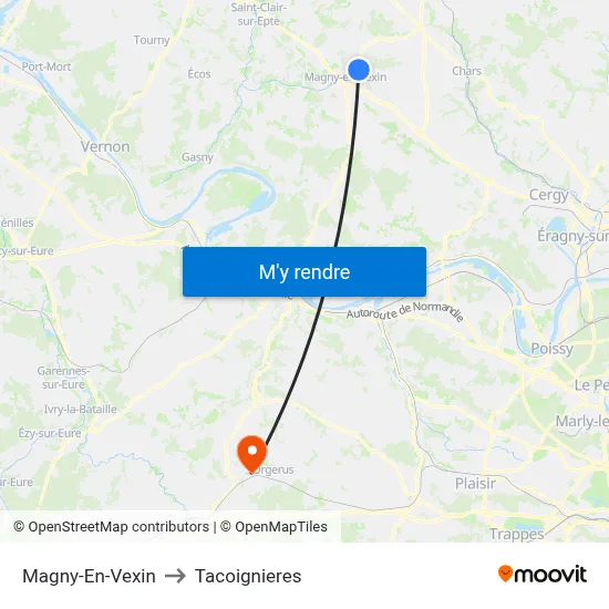 Magny-En-Vexin to Tacoignieres map