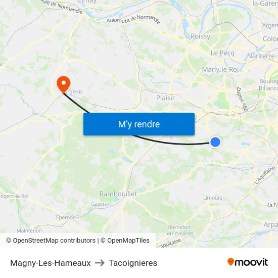 Magny-Les-Hameaux to Tacoignieres map
