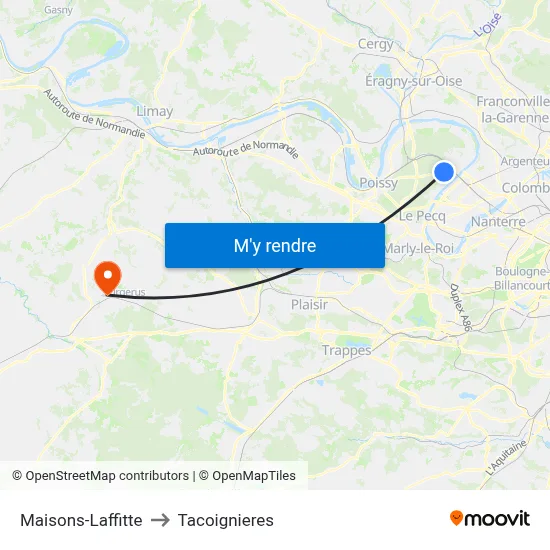 Maisons-Laffitte to Tacoignieres map