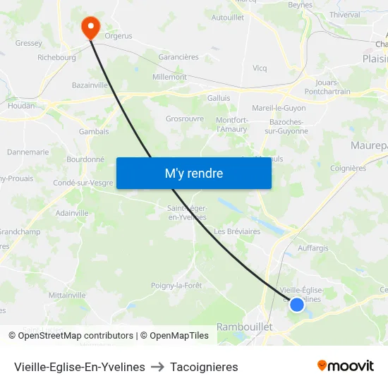 Vieille-Eglise-En-Yvelines to Tacoignieres map