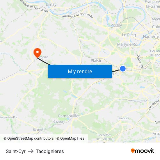 Saint-Cyr to Tacoignieres map