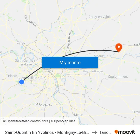 Saint-Quentin En Yvelines - Montigny-Le-Bretonneux to Tancrou map