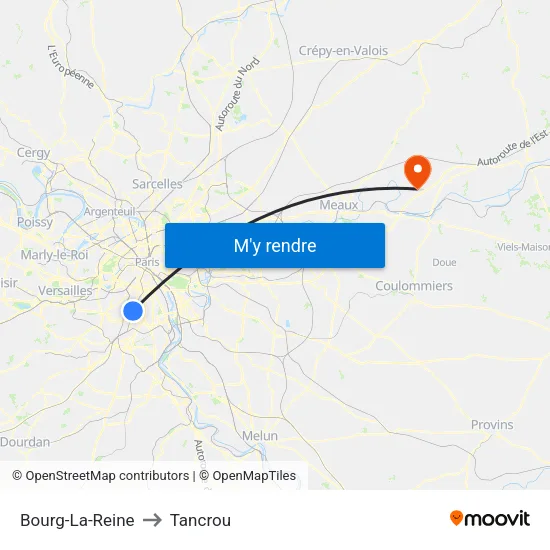 Bourg-La-Reine to Tancrou map