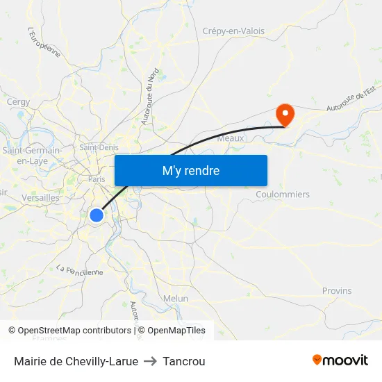 Mairie de Chevilly-Larue to Tancrou map