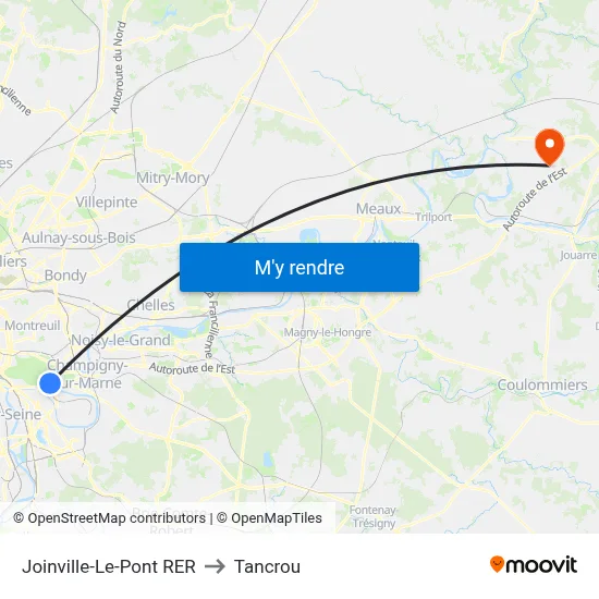Joinville-Le-Pont RER to Tancrou map