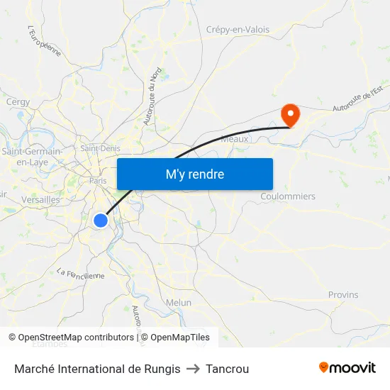 Marché International de Rungis to Tancrou map