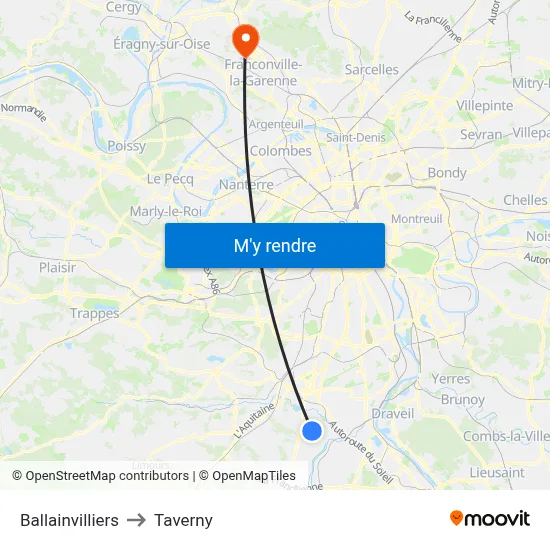 Ballainvilliers to Taverny map