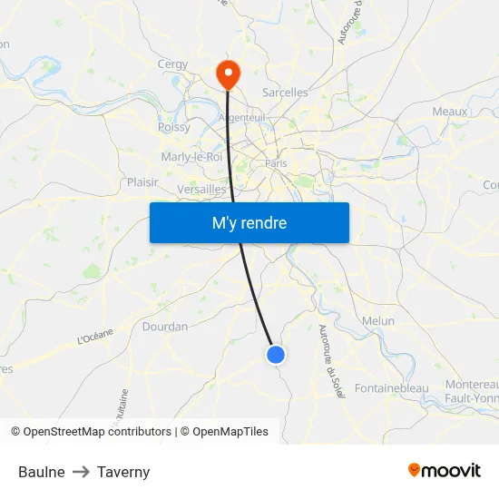 Baulne to Taverny map