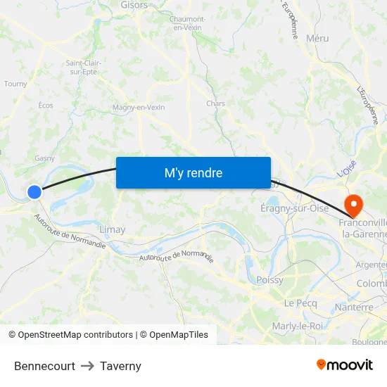 Bennecourt to Taverny map