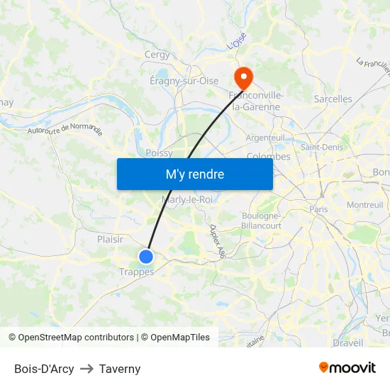 Bois-D'Arcy to Taverny map