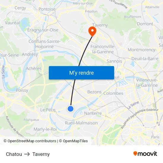 Chatou to Taverny map