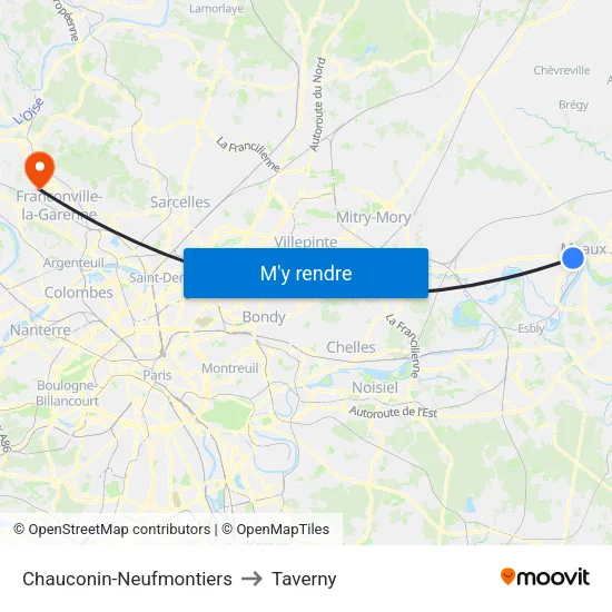 Chauconin-Neufmontiers to Taverny map