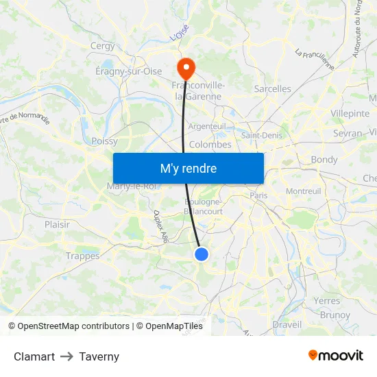 Clamart to Taverny map