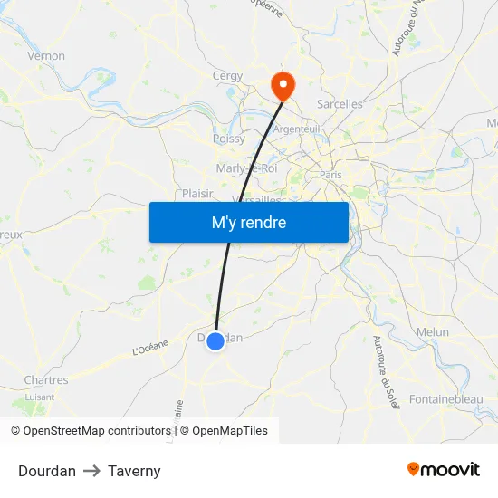 Dourdan to Taverny map