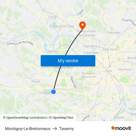 Montigny-Le-Bretonneux to Taverny map