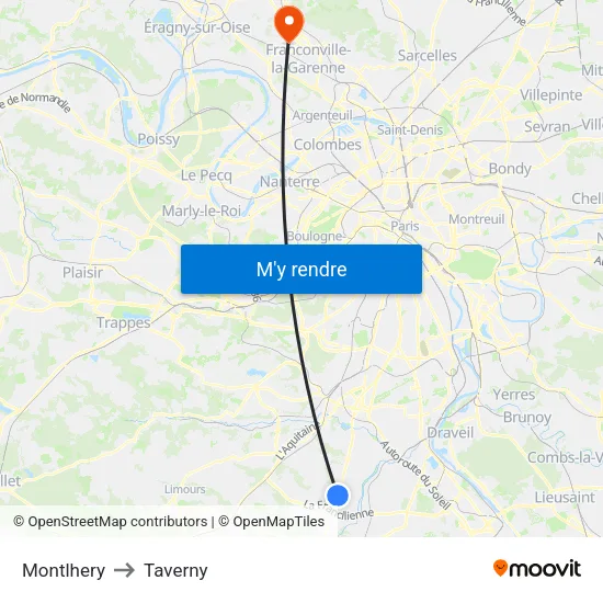 Montlhery to Taverny map