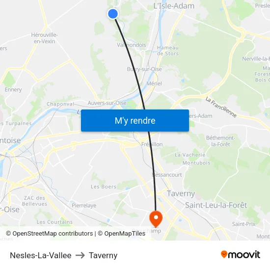 Nesles-La-Vallee to Taverny map