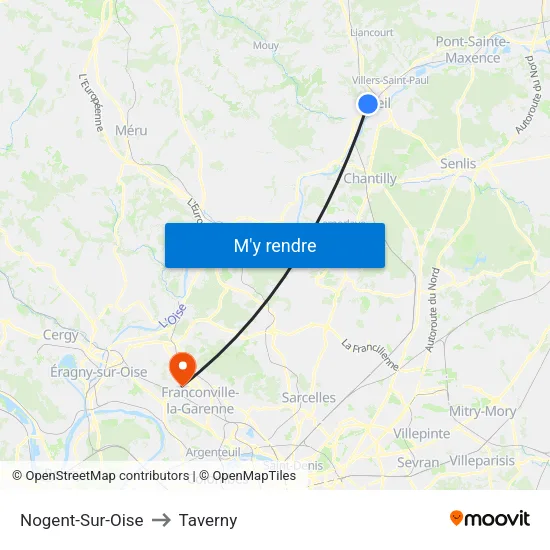 Nogent-Sur-Oise to Taverny map