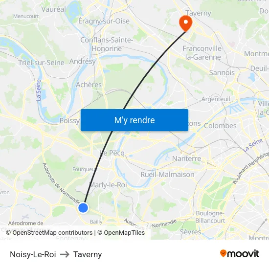 Noisy-Le-Roi to Taverny map