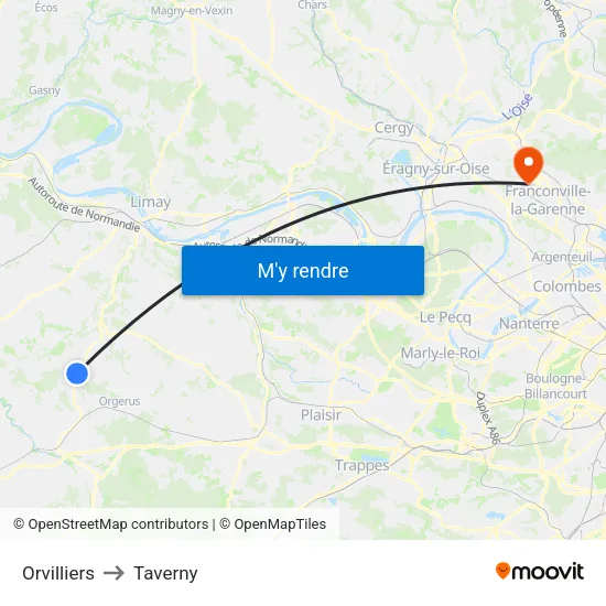 Orvilliers to Taverny map