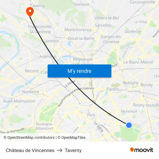 Château de Vincennes to Taverny map