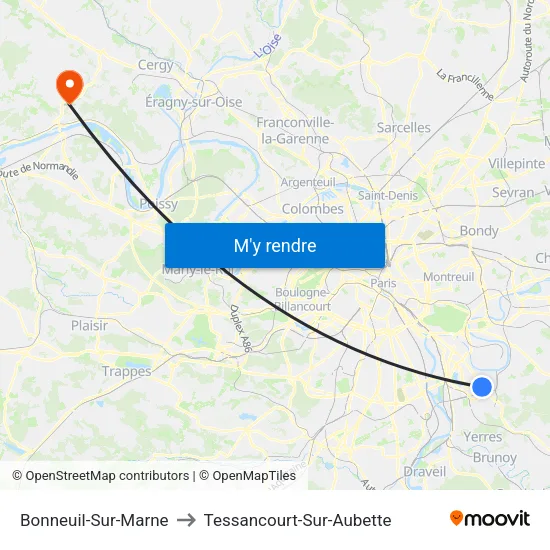 Bonneuil-Sur-Marne to Tessancourt-Sur-Aubette map