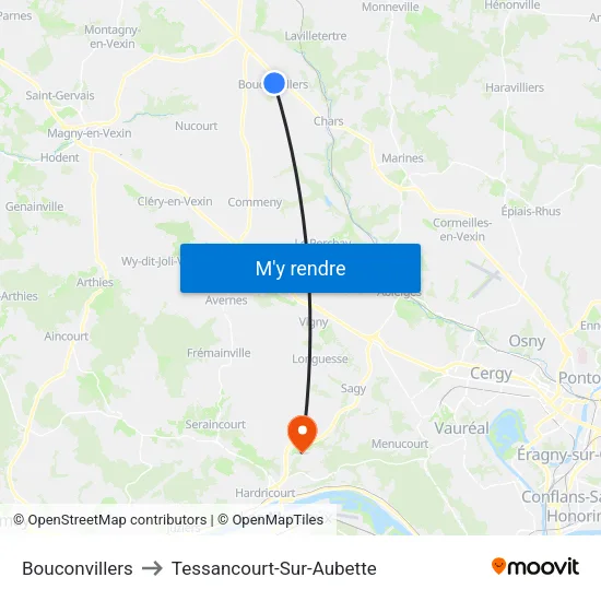Bouconvillers to Tessancourt-Sur-Aubette map