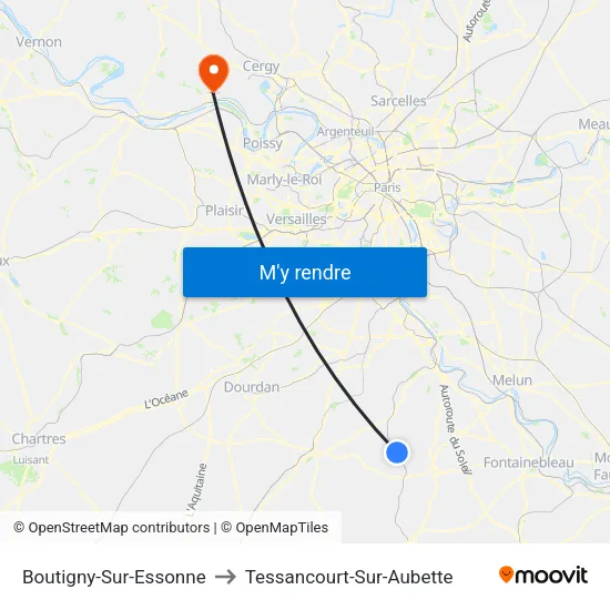 Boutigny-Sur-Essonne to Tessancourt-Sur-Aubette map