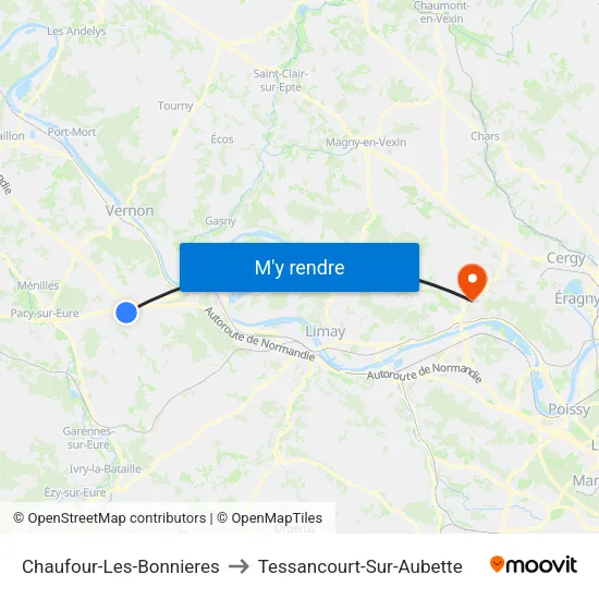 Chaufour-Les-Bonnieres to Tessancourt-Sur-Aubette map