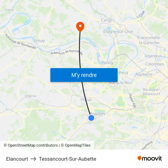 Elancourt to Tessancourt-Sur-Aubette map