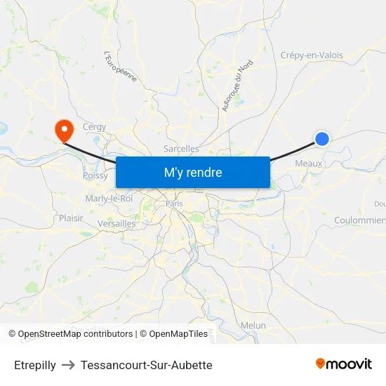 Etrepilly to Tessancourt-Sur-Aubette map