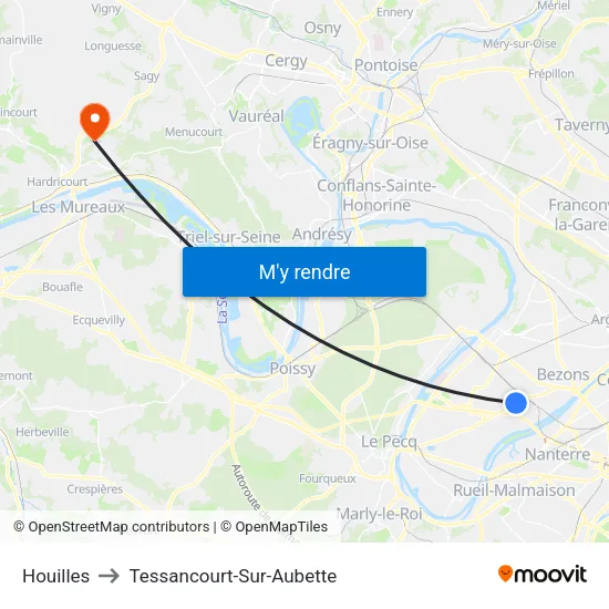 Houilles to Tessancourt-Sur-Aubette map