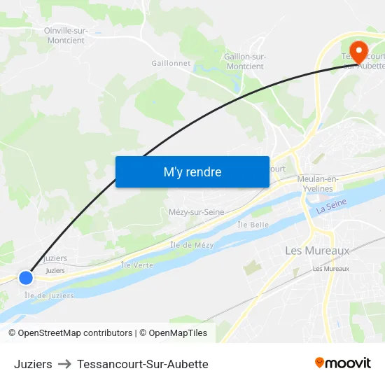 Juziers to Tessancourt-Sur-Aubette map