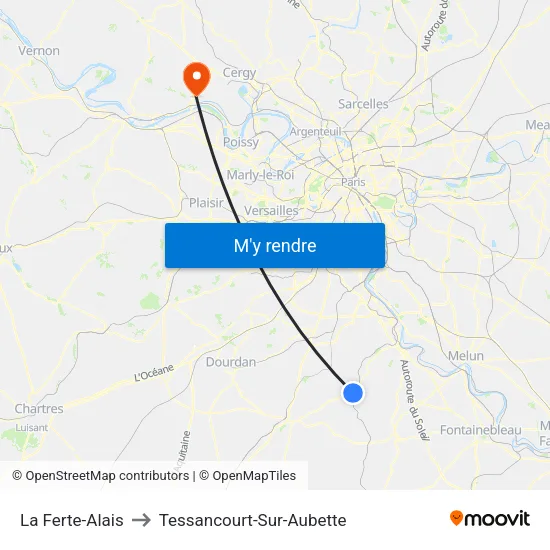 La Ferte-Alais to Tessancourt-Sur-Aubette map