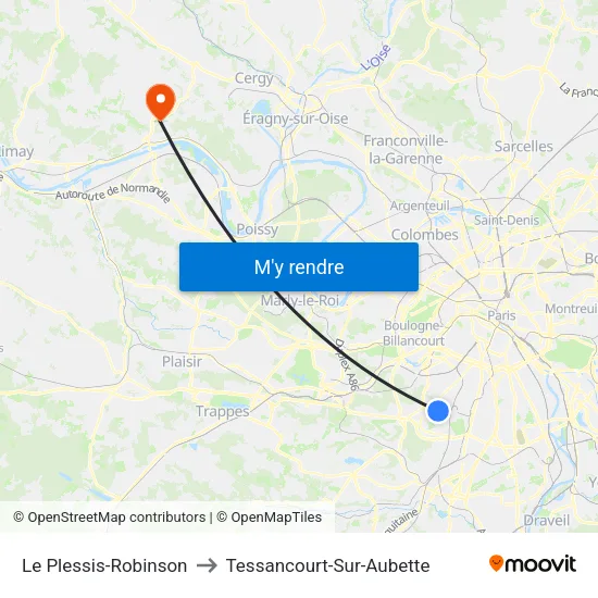 Le Plessis-Robinson to Tessancourt-Sur-Aubette map